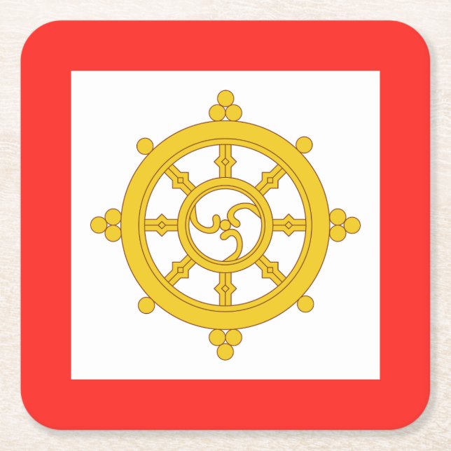 Kingdom of Sikkim Flag Square Paper Coaster (Front)