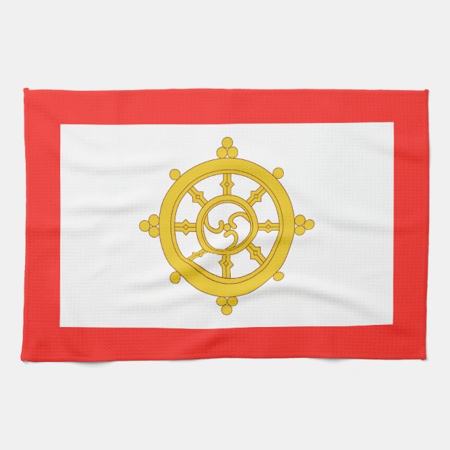 Kingdom of Sikkim Flag Tea Towel (Horizontal)