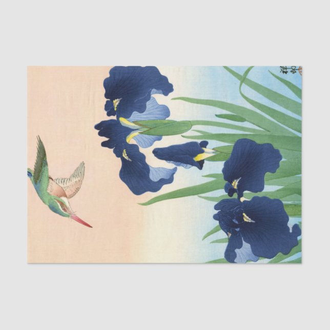 Kingfisher above Irises, 1926 by Ohara Koson Tissue Paper (Front)