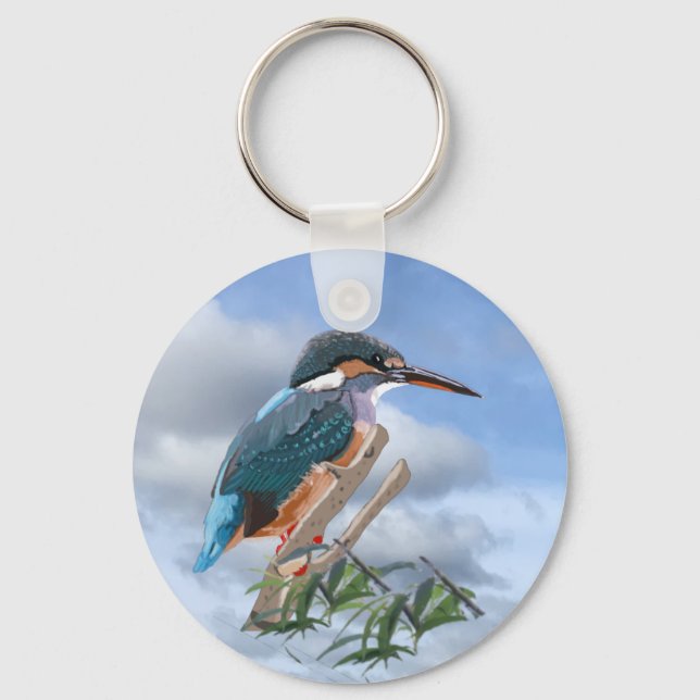 Kingfisher and Willow  Key Ring (Front)