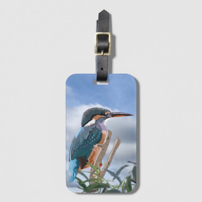 Kingfisher and Willow   Luggage Tag (Front Vertical)