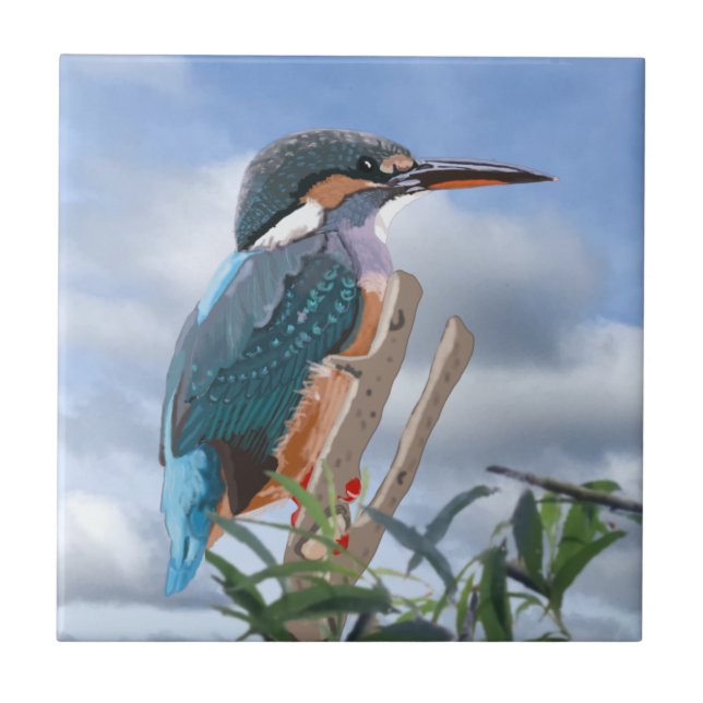 Kingfisher and Willow   Tile (Front)