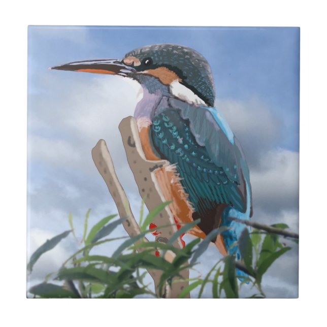 Kingfisher and Willow   Tile (Front)