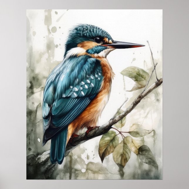 Kingfisher Bird Art Print Poster (Front)