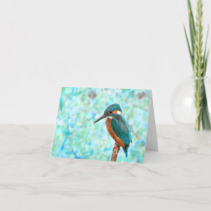 Kingfisher Bird Blue Abstract Note Card