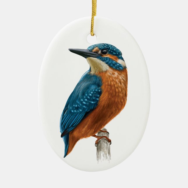 Kingfisher Bird Ceramic Tree Decoration (Front)