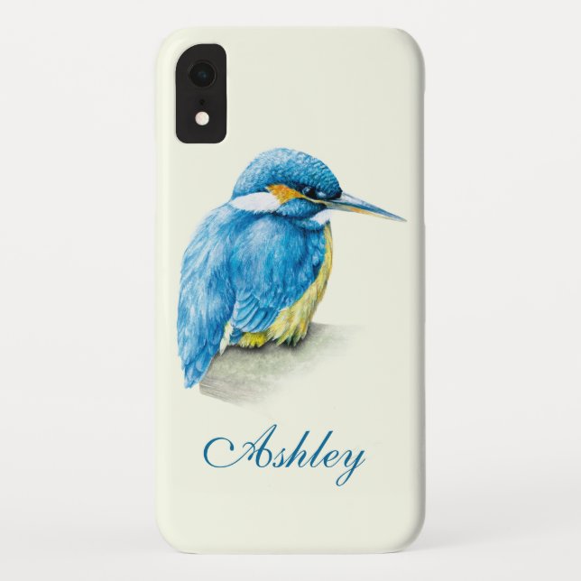 Kingfisher bird fine art named blue cream Case-Mate iPhone case (Back)