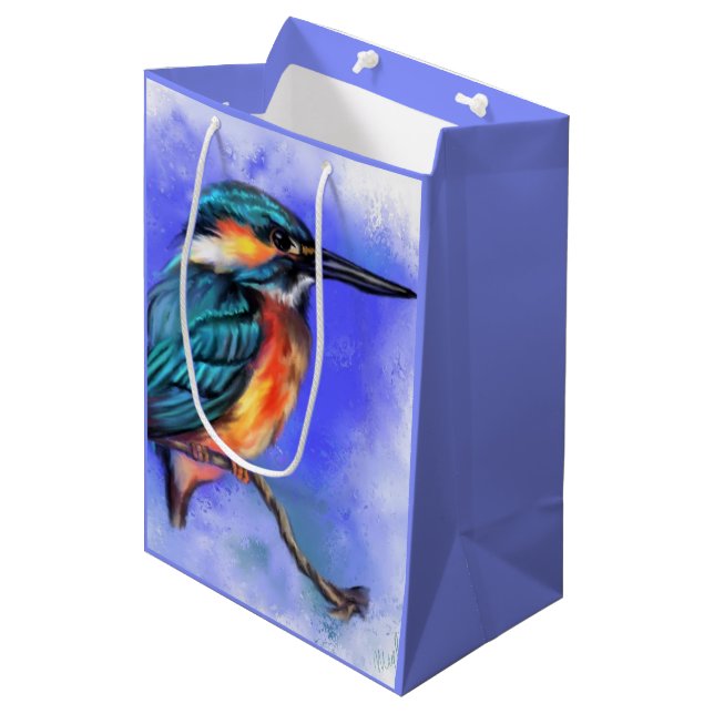 Kingfisher Bird Gift Bag - Painting  (Front Angled)