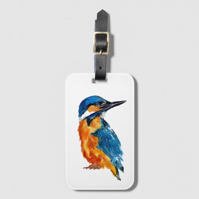 Kingfisher Bird Luggage Tag (Front Vertical)