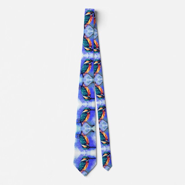 Kingfisher Bird Neck Tie Blue (Front)