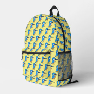 kingfisher bird pattern printed backpack