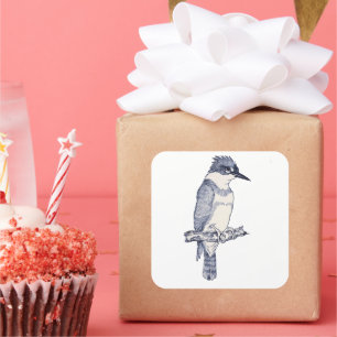 KINGFISHER BIRD SQUARE STICKER