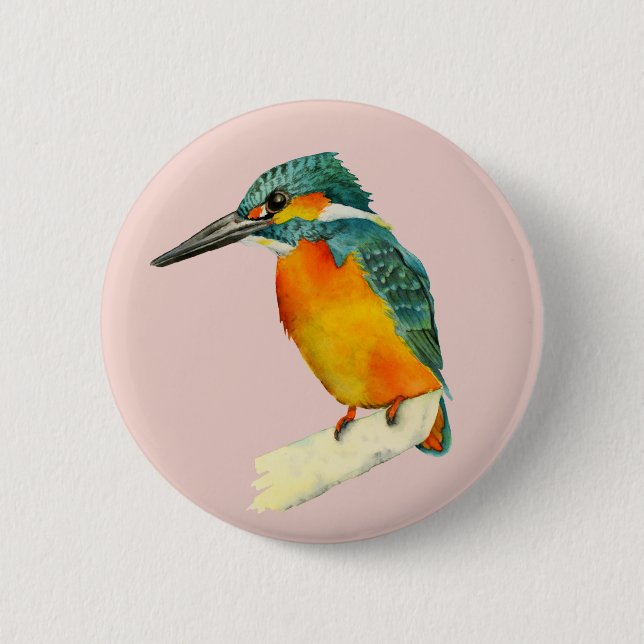 Kingfisher Bird Watercolor Painting 6 Cm Round Badge (Front)