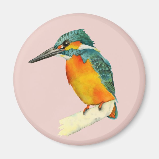 Kingfisher Bird Watercolor Painting Magnet (Front)