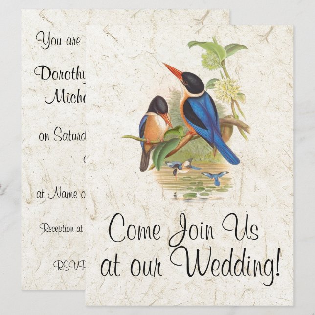 Kingfisher Bird Wildlife Animal Wedding Invitation (Front/Back)