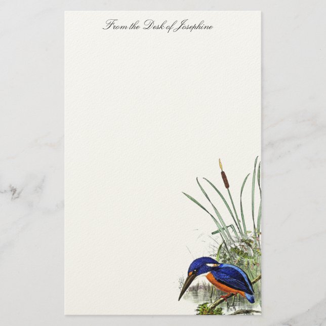 Kingfisher Bird Wildlife Wetlands Pond Stationery (Front)