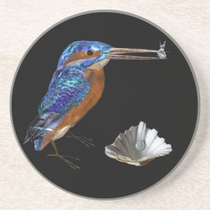 KINGFISHER ,Blue Sapphire, Black Coaster