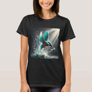 Kingfisher Catching Fish, Ai Generated Art T-Shirt