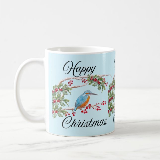 Kingfisher Christmas Coffee Mug (Left)