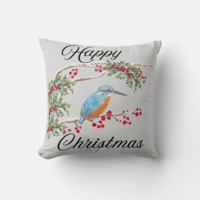 Kingfisher Christmas   Cushion (Front)