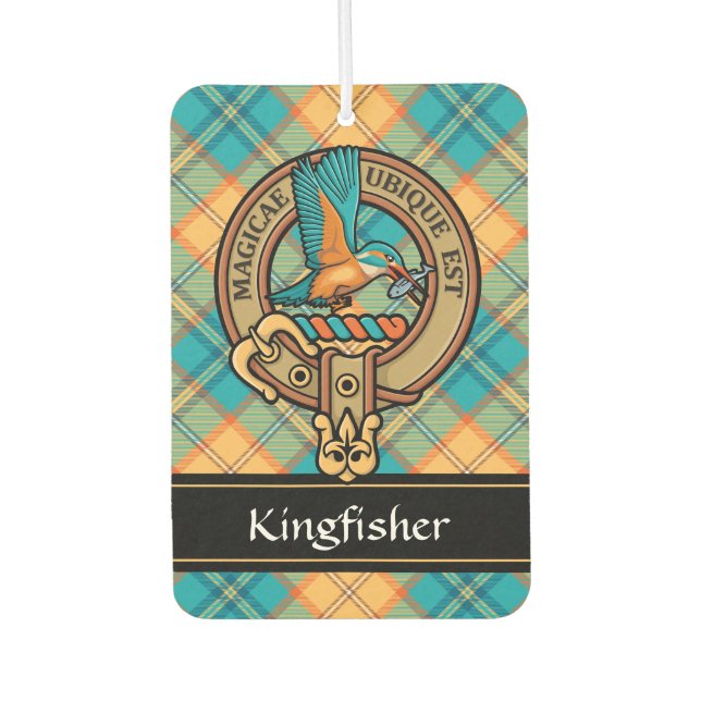 Kingfisher Crest over Tartan Air Freshener (Front)