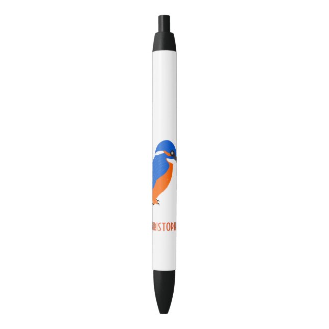 Kingfisher Design Just Add Name Black Ink Pen (Front Vertical)