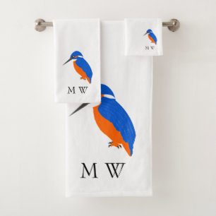 Kingfisher Design Monogrammed Bath Towel Set