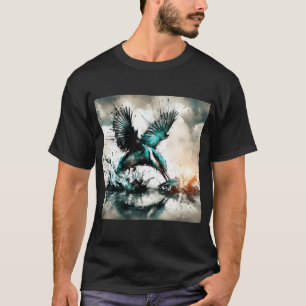 Kingfisher Diving For Fish, Ai Generated Art T-Shirt