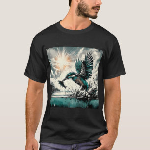 Kingfisher Diving For Fish, Ai Generated Art T-Shirt