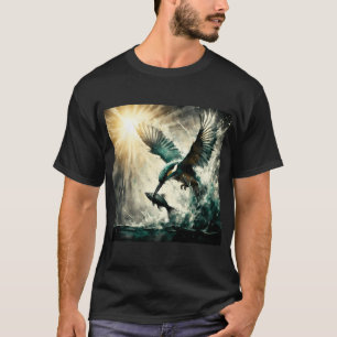 Kingfisher Diving For Fish, Ai Generated Art T-Shirt