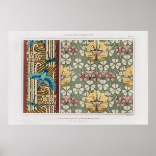 Kingfisher, Dragonflies, and Flowering Rushes Poster