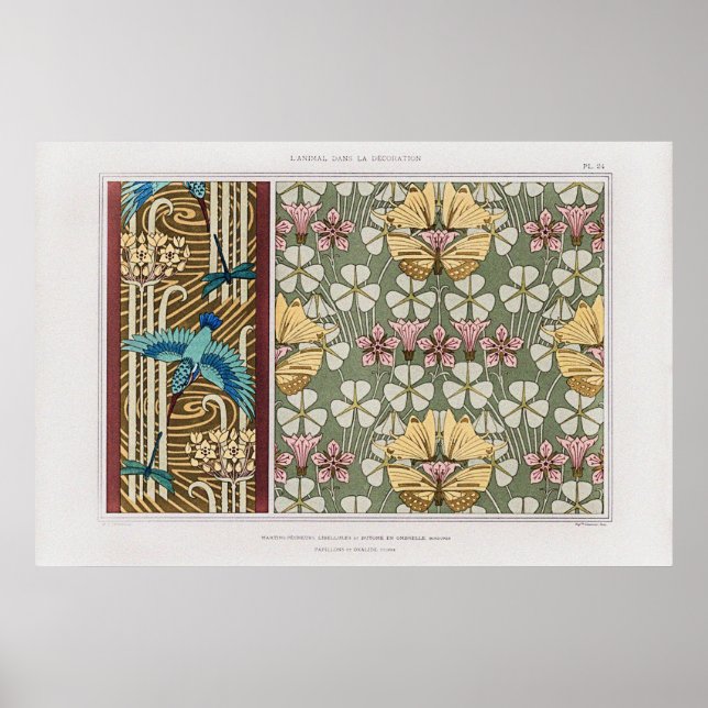 Kingfisher, Dragonflies, and Flowering Rushes Poster (Front)