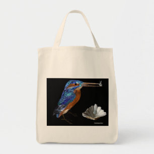 KINGFISHER , Electric Blue, Black Tote Bag