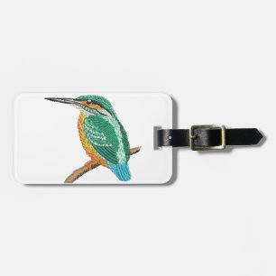 kingfisher embroidery imitation luggage tag