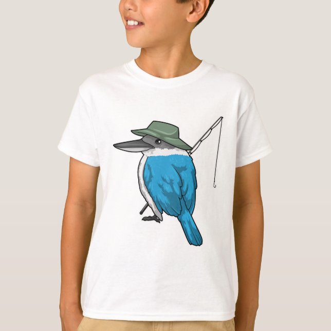 Kingfisher Fishing Fisher Fishing rod T-Shirt (Front)