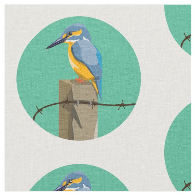Kingfisher Kotare NZ bird Fabric (Close Up)