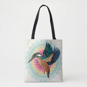 kingfisher mandala tote bag