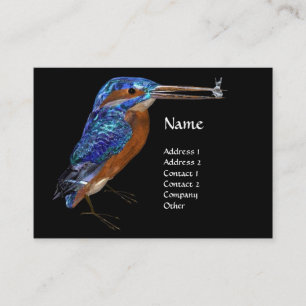 KINGFISHER  MONOGRAM , Electric Blue, Black Business Card