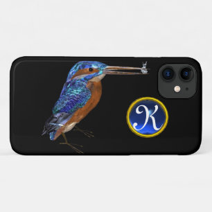 KINGFISHER  MONOGRAM , Electric Blue, Black iPhone 11 Case