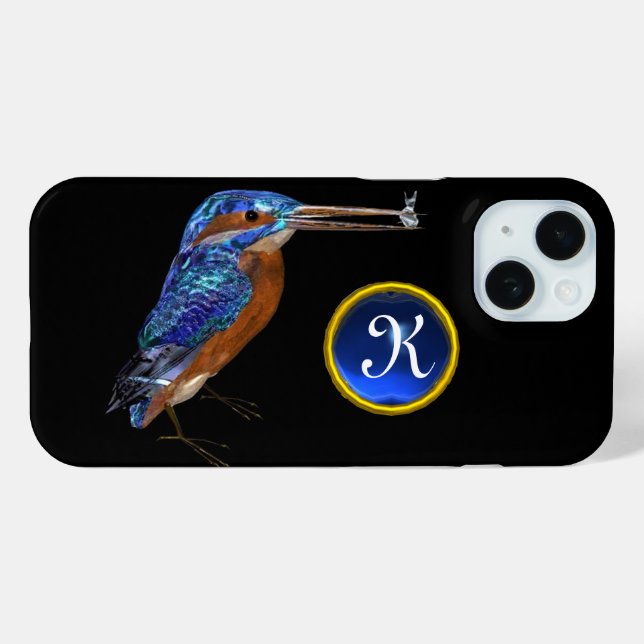 KINGFISHER  MONOGRAM , Electric Blue, Black Case-Mate iPhone Case (Back (Horizontal))
