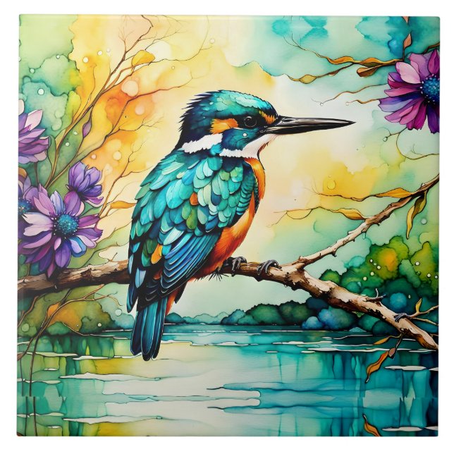 Kingfisher Mountains, Water and Wildflowers Tile (Front)