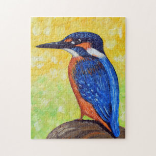 Kingfisher Painting Postcard Jigsaw Puzzle