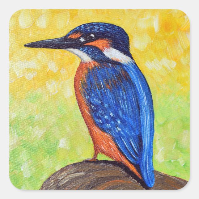 Kingfisher Painting Square Sticker (Front)