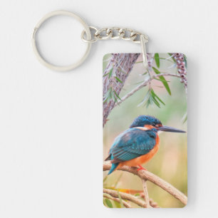 Kingfisher Perched on Branch Key Ring