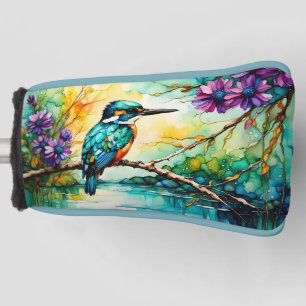 Kingfisher perched over water Wildflowers Golf Head Cover