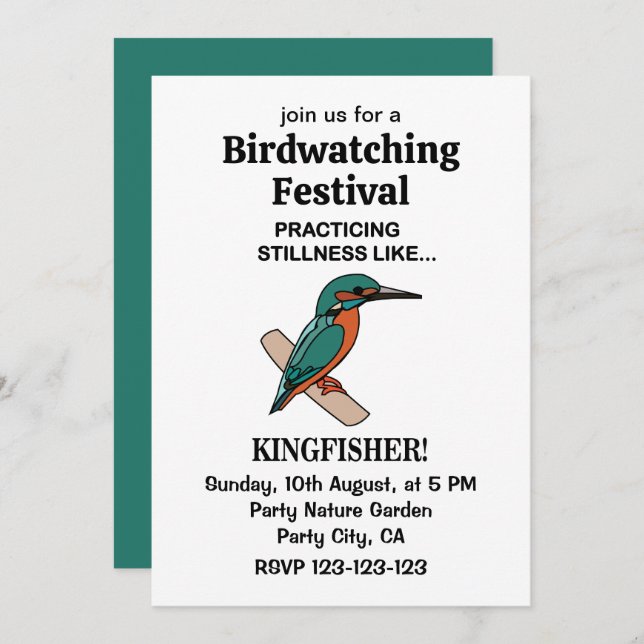 Kingfisher Practicing Stillness Like Kingfisher Invitation (Front/Back)