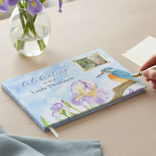  Kingfisher Purple Irises Celebration of Life Guest Book