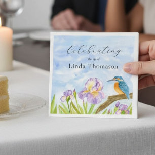  Kingfisher Purple Irises Celebration of Life Napkin
