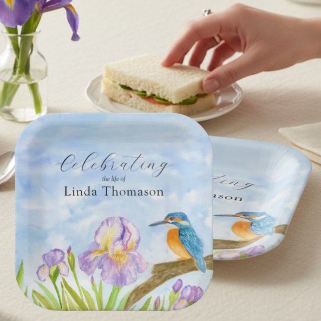  Kingfisher Purple Irises Celebration of Life Paper Plate (Creator Uploaded)