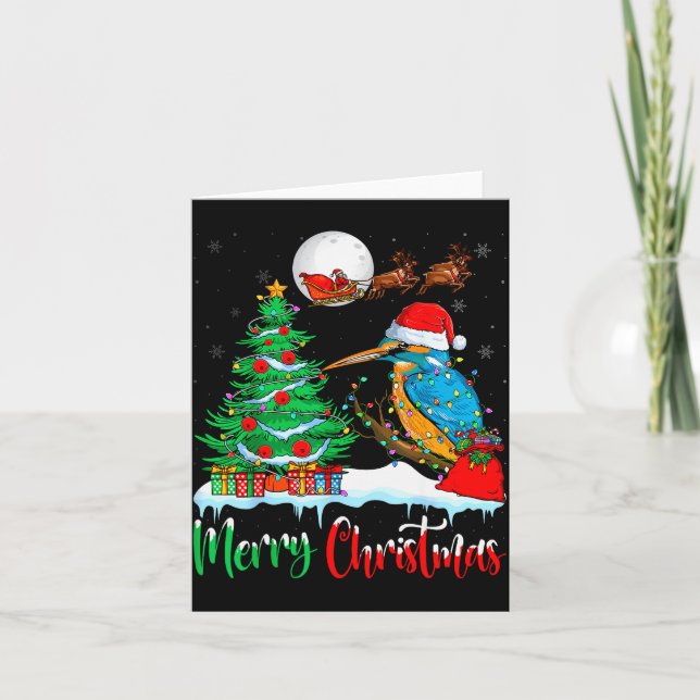 Kingfisher Santa Hat Xmas Tree Merry Christmas Kin Card (Front)